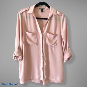 Pink sheer Button up